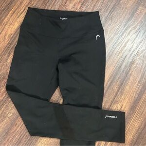 HEAD Women's Classic Black Leggings With Diagonal Mesh Calf Cutout Sized Small